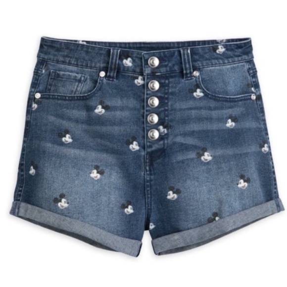 Disney Mickey Print High-Waisted Denim Shorts | US Size 3 - Picture 6 of 9